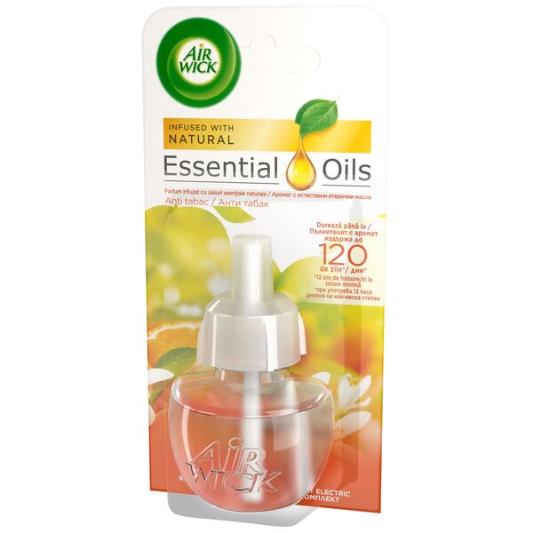 AIRWICK AIR FRESHENER ELECTRIC DIFFUSER REFILL ANTI TABACCO 19ML