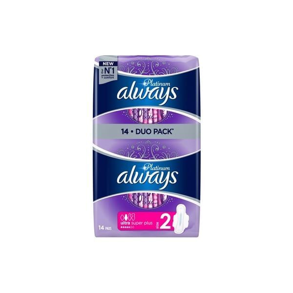 Always Sanitary Pads Platinum Super Duo Size 2  14pcs