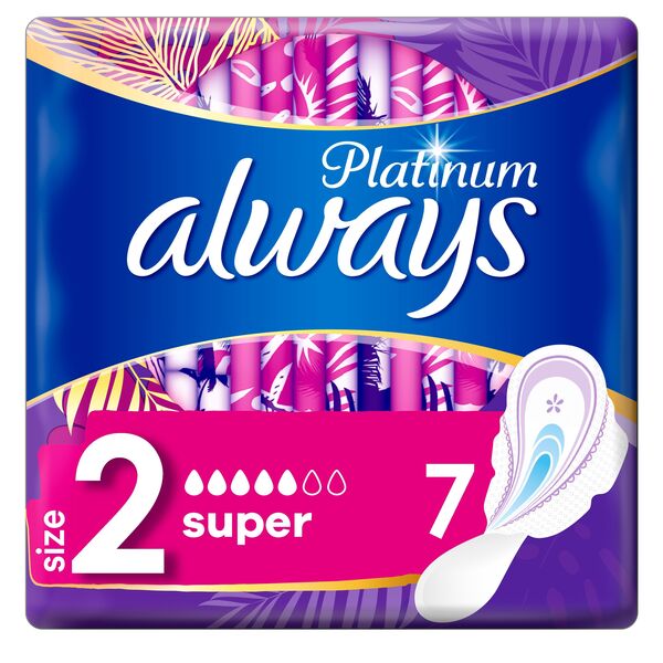Always Sanitary Pads Platinum Super Size 2 7pcs