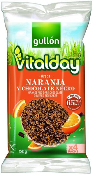 Gullon Tortitas Arroz Choco Negro y Naranja 137,2 g