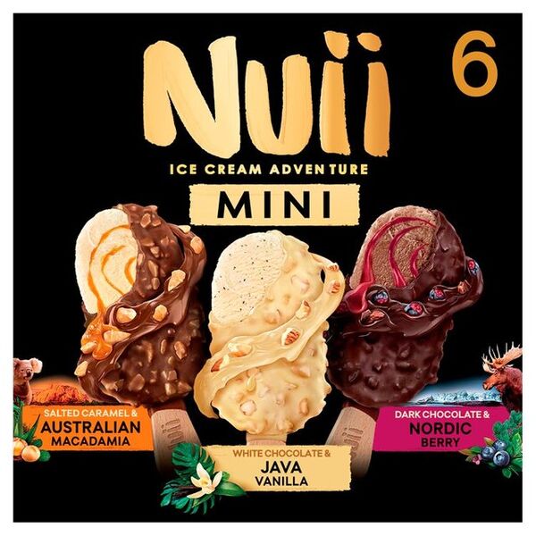 NUII Ice Cream Mix Salted Caramel, Vanilla & Nordic Berry 6x55ml