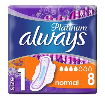 Always Sanitary Pads Platinum Normal Size 1 8pcs
