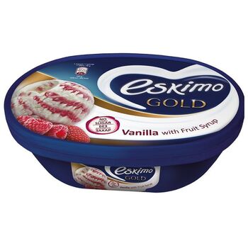 ESKIMO GOLD VANILLA WITH FRUIT SYRUP NO ADDED SUGAR 900ML/450BG