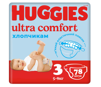 Huggies Diapers Ultra Comfort Mega Size 3 5-9 kg 78pcs